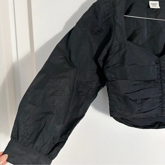 Aritzia Sunday Best Black Ruched Blouse - Picture 6 of 9